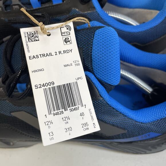 Adidas Men Size 13 Shoes Eastrail NEW 2 R.RDY Black Blue Hiking Trail S24009 - Picture 2 of 10